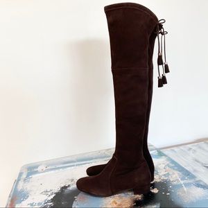 Prada Sz8.5/39 Suede Brown Over the Knee Boots